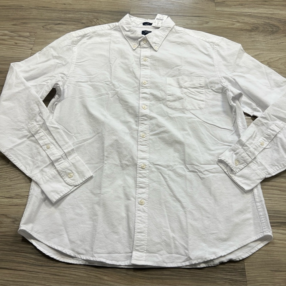 J.CREW Flex Oxford Slim Fit White Button Up Shirt Long Sleeve Cotton Mens XL $90